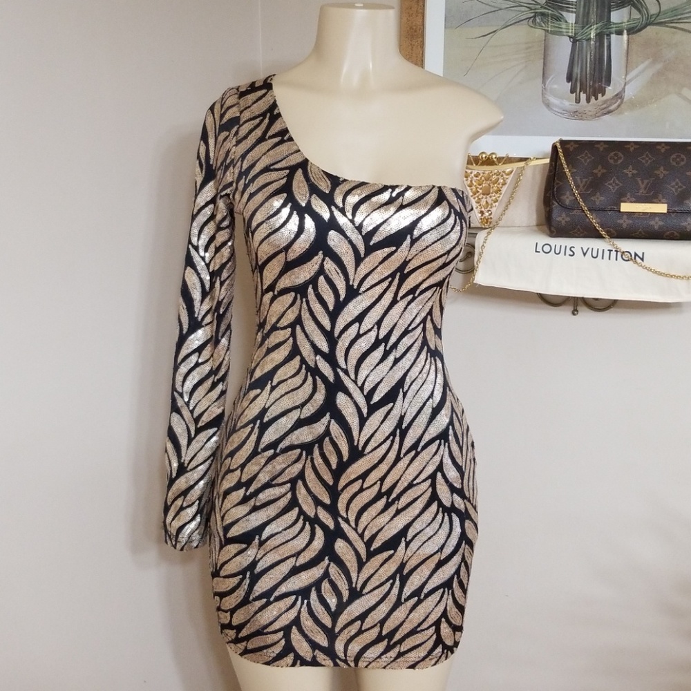 One shoulder sequin dress size(S) mini bodycon